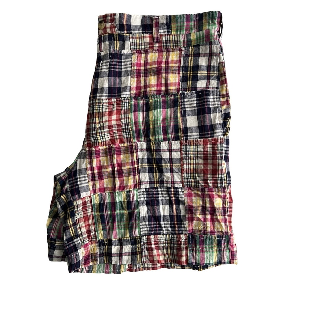The Vermont Country Store Men's 38 Shorts Plaid Patchwork Madras Cotton Preppy - Picture 3 of 12